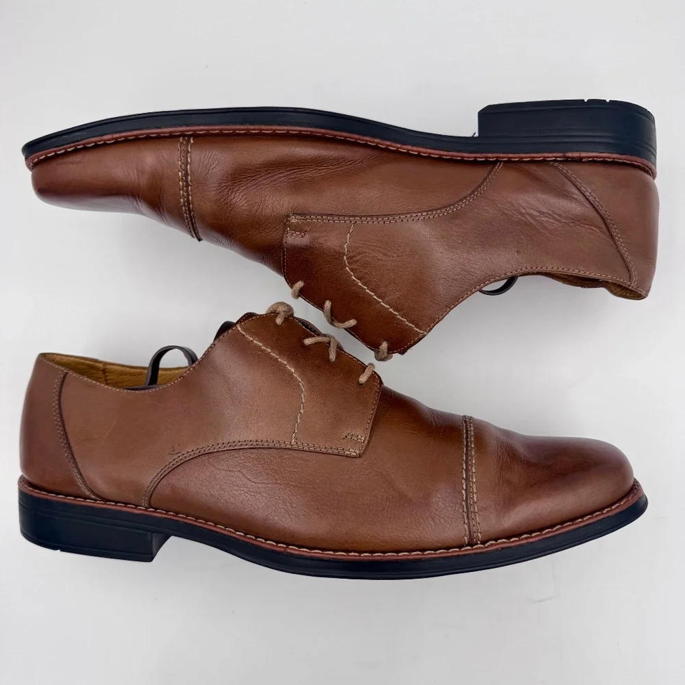 Sandro Moscoloni Bryan Cap Toe Derby: Brown Leather, Lace-Up Dress Shoe Size:16D